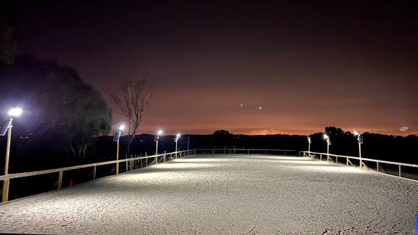 Horse Arena Solar Light installation at Pipit Hill with Letovo Flood Light